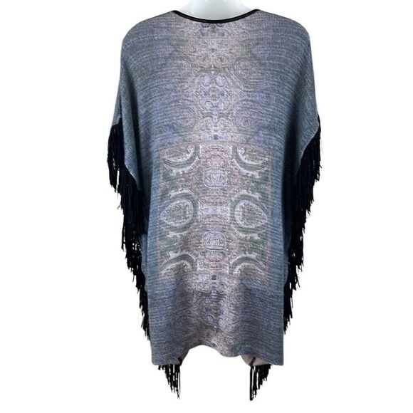 Boho Fringe Trim Poncho - Picture 2 of 10